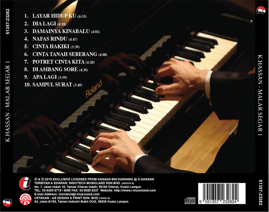 K HASSAN Malar Segar 1 CD 23282 (back)