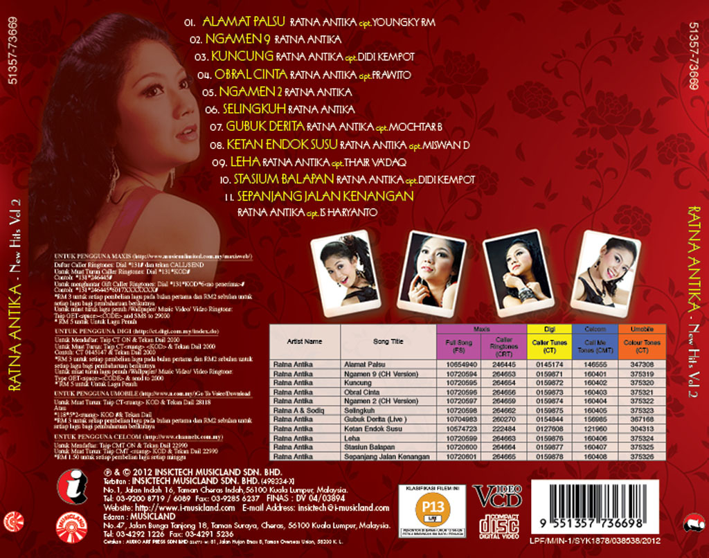RATNA ANTIKA New Hits V2 VCD 73669 (BACK)