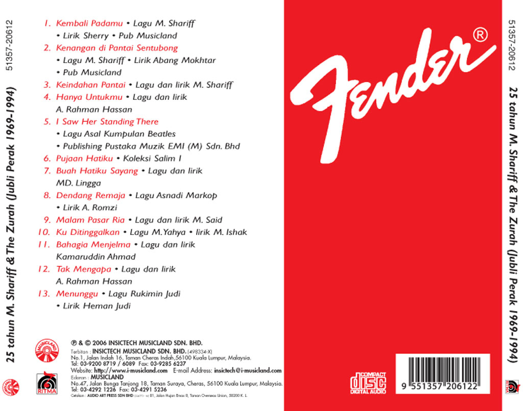 m shariff & the zurah 25 tahun 20612 cd (back)