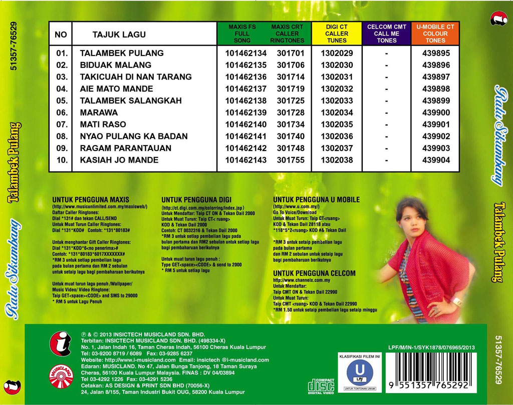 RATU SIKUMBANG - Talambek Pulang VCD 76529 (BACK)