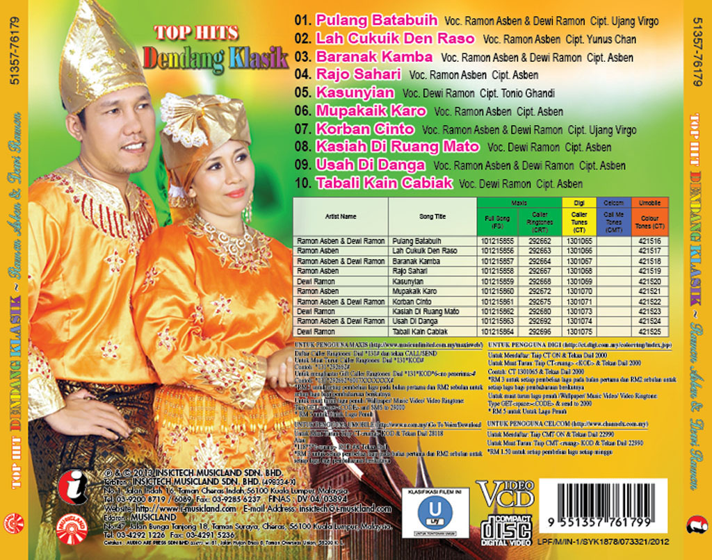 RAMON ASBEN & DEWI RAMON - Top Hits Dendang Klasik VCD 76179 (BACK)