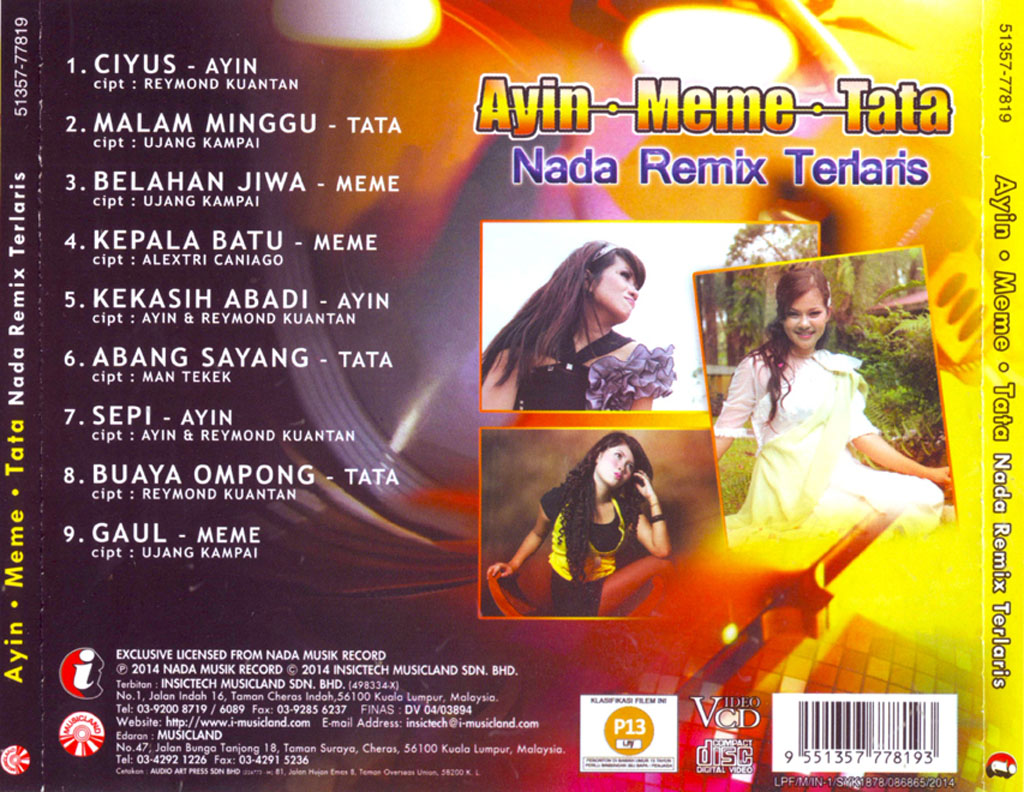 AYIN-MEME-TATA - Nada Remix Terlaris (VCD) 77819 (BACK)