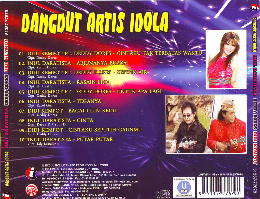 DEDDY D & DIDI K & INUL D-Dangdut Artis Idola (VCD) 77679 (BACK)