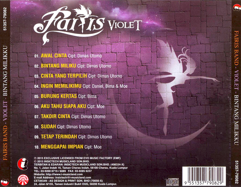 FAIRIS BAND - Violet - Bintang Milikku (CD) 79082 (BACK)