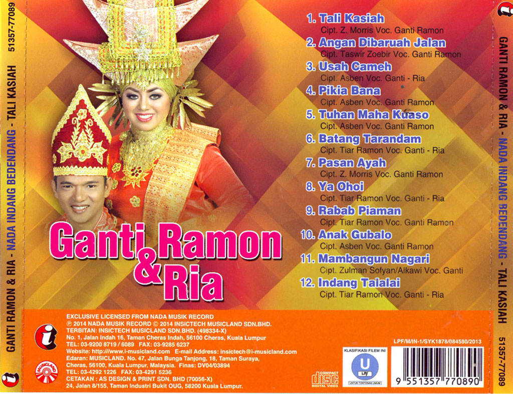 GANTI RAMON & RIA - Nada Indang Badendang (VCD) 77089 (back)