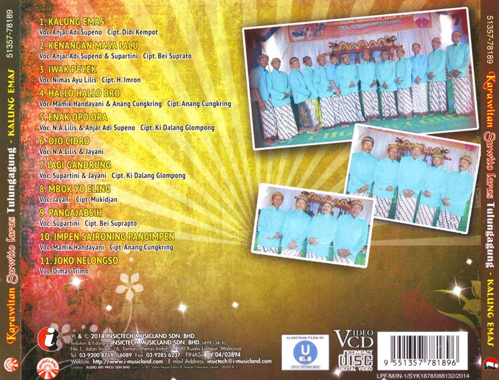 Karawitan Suwito Laras Tulungagung - Kalung Emas (VCD) 78189 (BACK)