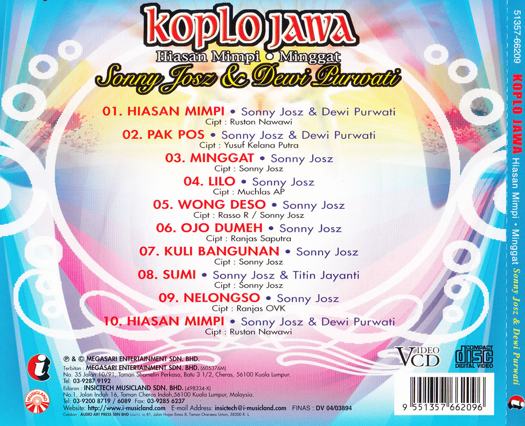 Koplo Jawa Hiasan Mimpi Minggat Sonny Josz & Dewi Purwati VCD 66209 (Back)