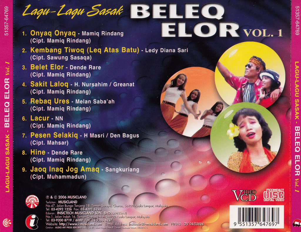 Lagu Lagu Sasak Beleq Elor VOL 1 VCD 64769 (Back)