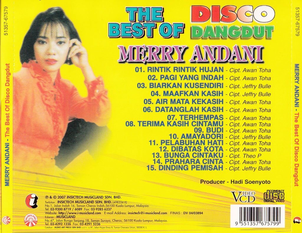 Merry Andani The Best of Disco Dangdut VCD 67579 (back)