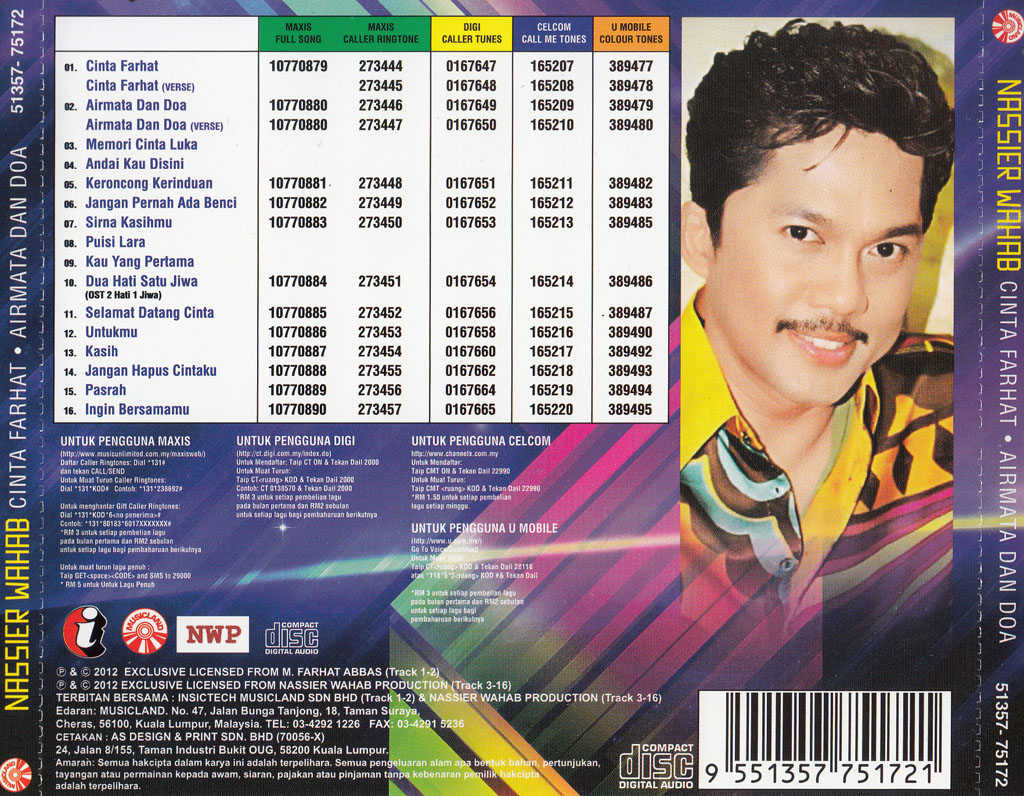 Nassier Wahab - Cinta Farhat Airmata dan Doa CD 75172 (BACK)